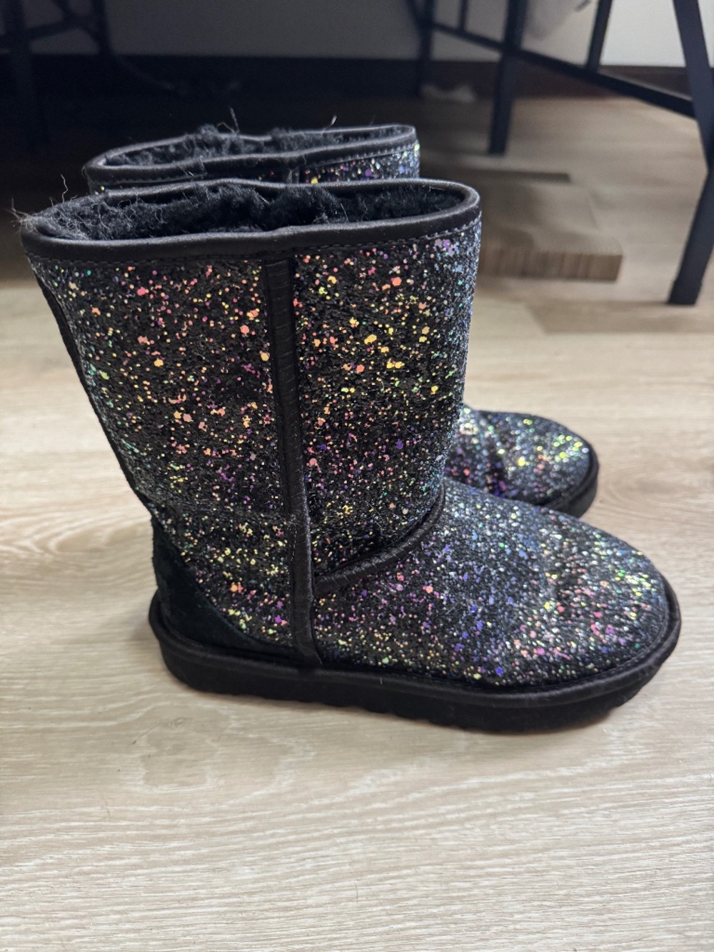 Discontinued Black Cosmic Sparkle Ugg Boots Size 5